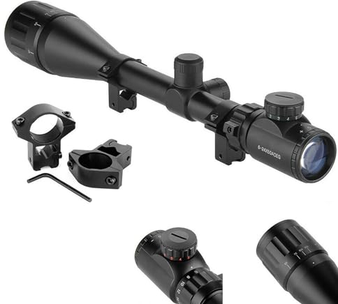 FIVMEN Zielfernrohr Luftgewehr 11mm Ziehfernrohr mit Montagen Rot Und Grün Punkt Visier Gewehrzielfernrohre für Jagd Softair Sport, 6-24x50 AOEG