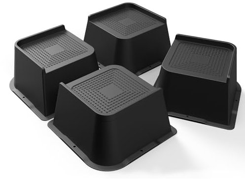 MXMZHXU Rehausseur de meuble de 7 cm en forme de L, support robuste jusqu'à 6000 kg, lifts de lit surdimensionnés pour lit, canapé, tables, canapé, bureaux (noir, 7 cm - 4 pièces)