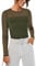 GRACE KARIN Ladies Basic Long Sleeves Tops Sheer Mesh Skim Tops Slim Fit Crew Neck Ruched Top Olive Green XL