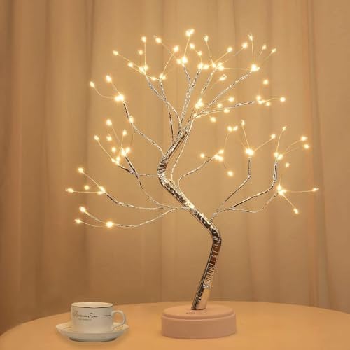 Albero Bonsai LED, Lampada Illuminata Con 108 LED, 8 Modalità, Batteria/USB, Alberi di Betulla, Lampada da Tavolo per Feste Natale Matrimonio