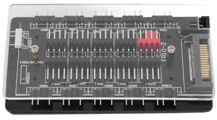 Hub ARGB PWM 2 en 1 10 Voies avec jusqu'à 10 Jeux de Fiches RVB Adressables, 10 Ports PWM de Ventilateur (4 Broches) pour Ventilateurs de Boîtier PC, Refroidissement avec Boîtier