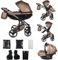 Junama Kinderwagen Diamond Fluo 2in1 3in1 4in1 (03 - Braun, 3in1 mit Autositz)