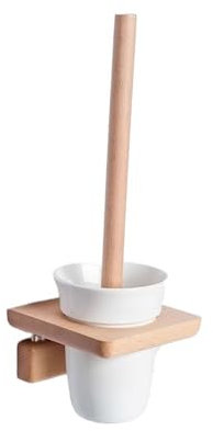GLigeT Brosse Toilettes WC Ensemble de Support de Brosse de Toilette Mural en Bois, avec tête de Brosse Ronde en Plastique, Brosse de Toilette for Toilettes, Brosse de Toilette au Sol Balai WC