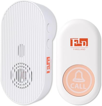 FORELAND Sonnette sans fil à piles pour la maison, sonnette LED clignotante, portée de 150 m, 38 mélodies avec mode muet, 110 dB, sonnette sans fil conçue pour une utilisation en extérieur
