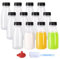 ZMCYN Paquete de 12 botellas de leche de plástico de 200 ml con tapas (aptas para lavavajillas), mini botellas de jugo de leche de polipropileno resistentes al calor, botellas de leche pequeñas