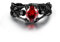 Offener Totenkopf Ring für Damen Sterling Silber Gothic Totenkopf Schwarze Kristallringe Halloween Cosplayer Ring Rock Punk Schmuck Geschenk für Frauen und Mädchen (Blau Rot)