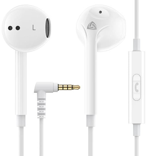 LUDOS Zenith Kopfhörer In Ear Kopfhörer mit Kabel und Mikrofon, 2-Jahre Garantie, In Ear Ohrhörer, 3,5 mm Klinkenstecker Earbuds, Satte Bässe Earphones, Headphones für iPhone, iPad, Samsung - Weiß