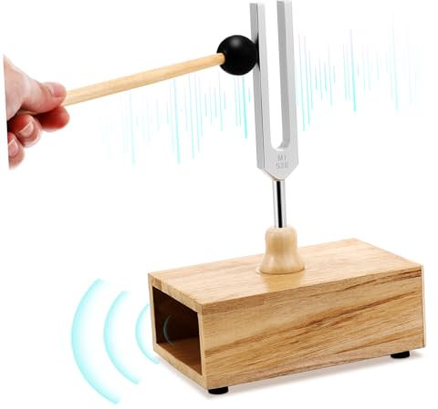 HAMPPLIES Stimmgabeln Für Musik-yoga-set Metallhammer Holzresonator Genaue 528-hz-tonhöhe Für Hörtests