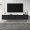 Merax Meuble TV bas noir mat avec pieds dorés - Meuble TV pour salon - Commode TV banc - Sans poignée - 190 x 38 x 48 cm