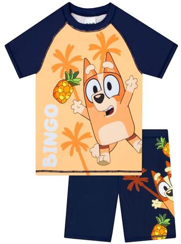 Bluey Bañador Natacion Niño, Set De Bañador Niño con Motivo Bingo, Set De Top Y Shorts para Natación Niños, Naranja 5-6 años