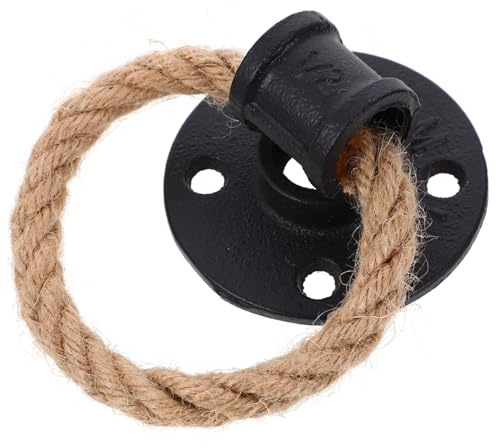 SEWACC Vintage Black Rope Door Handle Cabinet Drawer Pull Ring Iron Wood Wardrobe Cupboard Handle for Kitchen Furniture