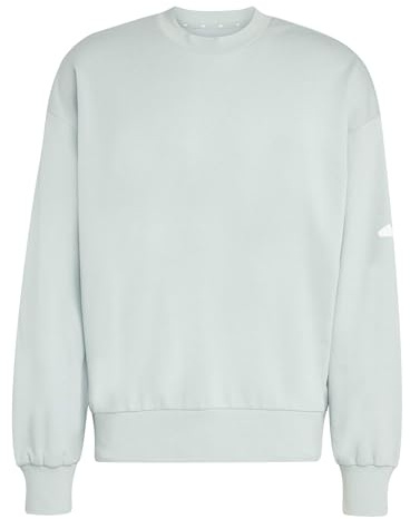 adidas Men's ESSENTIALS LOSE FIT THREE BAR SWEATSHIRT, Wonder Sage/white, XS