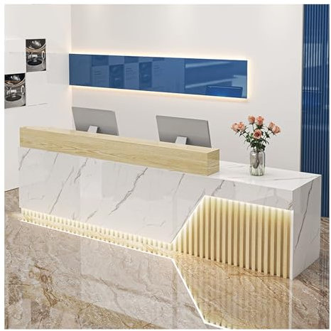 QWEASDF Empfangstheke Rezeption, L-Förmiger Rezeptionstheke Empfangstisch, Einfach Moderner Empfangstresen Supermarkt Convenience Store Beauty Salon Friseur Kassentheke(B2,L140CM/L55.1in)