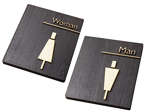 FBANULPEX Targhetta del Cartello della Porta dei bagni, Cartello for Porta del Bagno, Cartello for Bagno Uomo Donna, Icone in Rilievo 3D