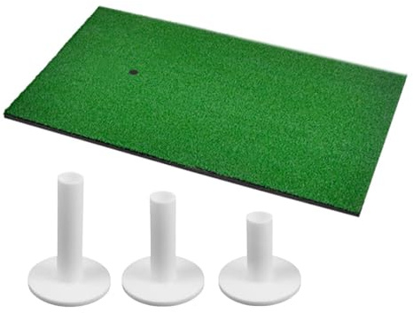 Golf Mat, 24 in x 12 in Golf Hitting Mats Artificial Turf with 3 Rubber Tees, Golf Practice Mat for Driving, Chipping and Putting, Suitable for Indoor Outdoor Driving Ranges, Patio, Backyard