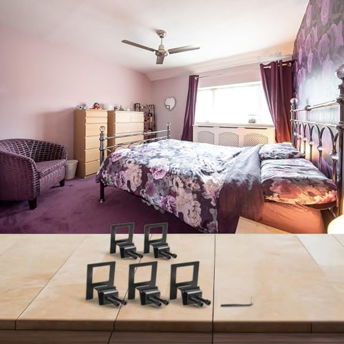 Zilimontt Metal Bed Frame Retainer Anti-Slip Bezel with Adjustable Width up to .38 Inches, 6-Pack Spacers for Most Bed Frames, Includes Screws and