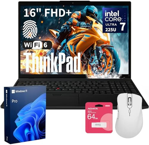 Lenovo ThinkPad L16 Business AI Laptop, 16 FHD+ Touchscreen, Intel Core Ultra 7 255U, 64GB DDR5, 2TB SSD, Fingerprint, Backlit, Wi-Fi 6E, Long Battery Life, Windows 11 Pro, 7-in-1 USB-C Hub Bundle