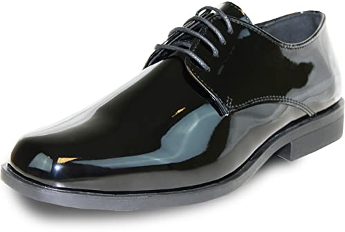 VANGELO Herren Oxford Anzugschuhe formelle Smoking Schuhe für Hochzeit, Uniform und Abschlussball, breite Breite erhältlich, Schwarz (Black Patent 1), 49.5 EU