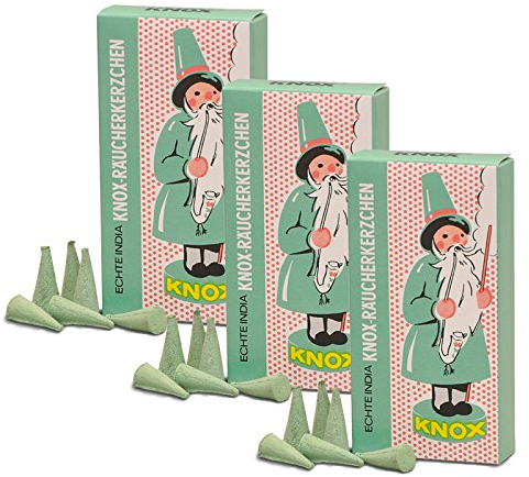 OLShop AG 3er Pack Knox Räucherkerzen Tannenduft Ostalgie Design 3 x 24 Stück, Weihnachtskerze, Räucherkegel, Räucherpyramide