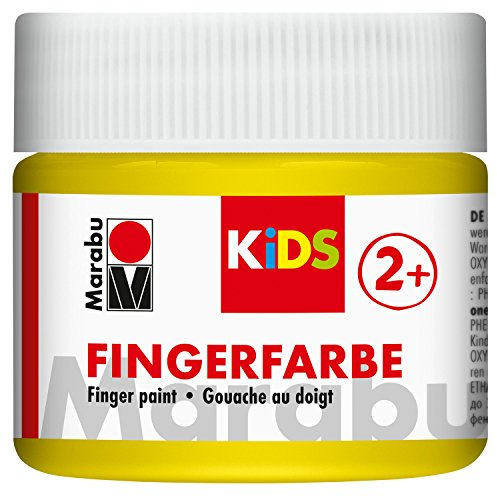 Marabu 03030050019 - Kids Fingerfarbe gelb 100 ml, Fingermalfarbe auf Wasserbasis, parabenfrei, vegan, laktosefrei, glutenfrei, geeignet zum Malen in Kindergarten, Schule, Therapie und zu Hause