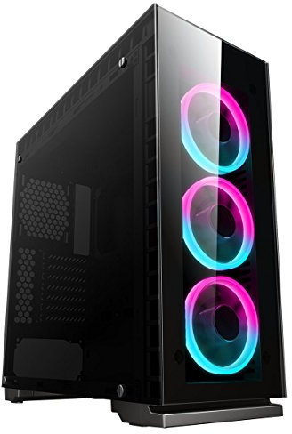 GameMax Spectrum PC Gaming Case Mid-Tower ATX, 3 x 120mm Halo Single-Ring Spectrum Fans Included, Tempered Glass, RGB Hub, RF Remote Controller, Water-Cooling Ready, Game With Style | Black