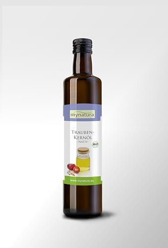 Mynatura Bio Traubenkernöl 250ml – Kaltgepresst & Nativ aus Traubenkernen – Essenzielle Fettsäuren & Antioxidantien – Omega 3 & 6 – Vegan – DE-ÖKO-044 – Ohne Zusätze (1 x 250ml)
