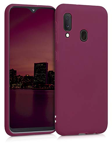 kwmobile Hülle kompatibel mit Samsung Galaxy A20e Hülle - weiches TPU Silikon Case - Cover geeignet für kabelloses Laden - Bordeaux Violett