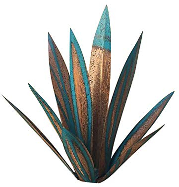 YIWOYI Art Tequila Scultura rustica, decorazione da giardino, scultura per la casa Tuin Decoratie Jardin 9 foglie, statuine in metallo Agave (blu, 65 cm)