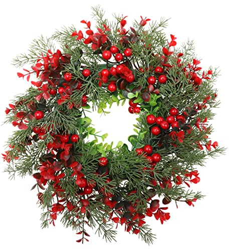 Weihnachtskranz Türkranz Beerenkranz Tannenkranz Wandkranz: Beeren Adventskranz Beerengirlande Fensterkranz Künstlicher Kranz Türschild Weihnachten Dekoration Wohnzimmer Wanddeko Lanhaus Deko