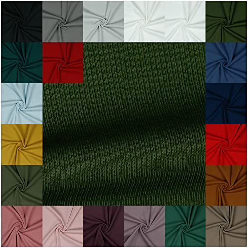 VmG-Store RIB Jerseystoff gerippt Uni Meterware 21 Farben zur Auswahl Tex zertifiziert Nähstoff (50 x 145cm, 013 I Dunkelgrün)