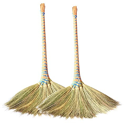 JYCCH Schneebesen, traditioneller Strohbesen, reinigt den Staub, weich, verschleißfest, antistatisch, Umweltschutz, handgefertigt, glatter Bodenbelag (Color : Natural, Size : 93x45cm) (N