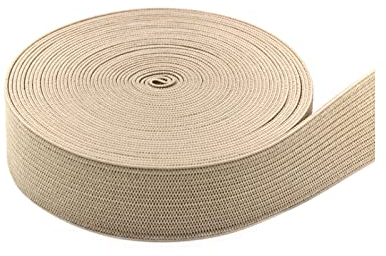 GANGYUAN 5 Yards Long 20mm 25mm Wide Colorful Heavy Stretch Elastic Band for Sewing Crafts DIY (Cream-Coloured, 20mm)