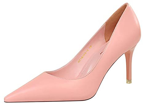Escarpins classiques à talons moyens à bout pointu pour femme LB077, rose, 35.5 EU