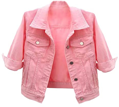 shownicer Donna Giacca in Denim Color Giubbotto Jeans Corto Manica 3/4 Vintage Giacca Denim Boyfriend Casual Jacket Primavera Autunno