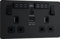 BG Electrical Double Switched Power Wall Plug Socket with Type A USB Charging Port and Wi-Fi Extender, Evolve, Matt Black, 13A, PCDMB22UWRB