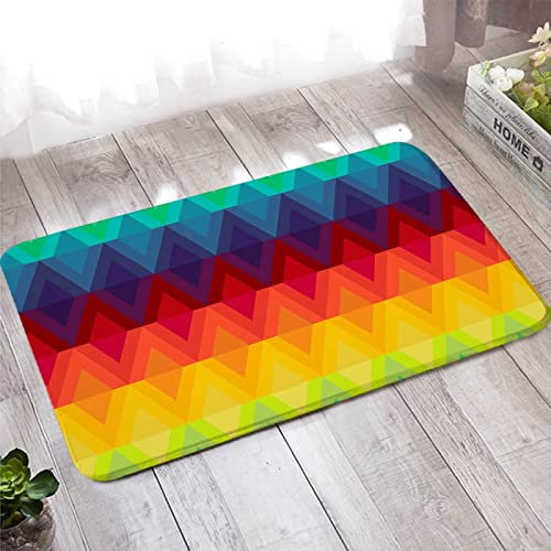 Banemi Fussmatte Vintage, Teppich Flauschig 40X60cm Bunt Regenbogenfarbenes Rautenmuster für Schuhschaber, Ideal für den Innenbereich