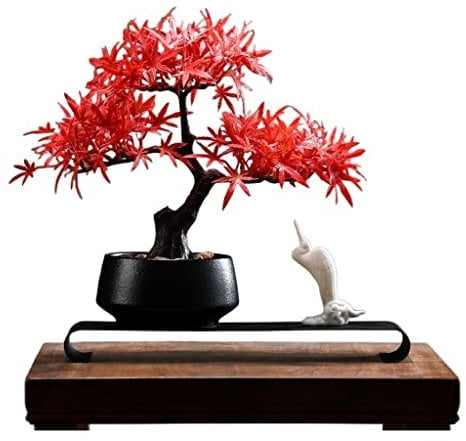 Künstlicher Bonsai-Baum Künstliche Pflanzen Faux Bonsai-Kiefer-Nadel-Zypresse-Baum, gefälschte Pflanzen weiße Kran-Bodenregal-Keramik-Topf-Ornamente, künstliche Bonsai for Innen im Freien Desktop Fake