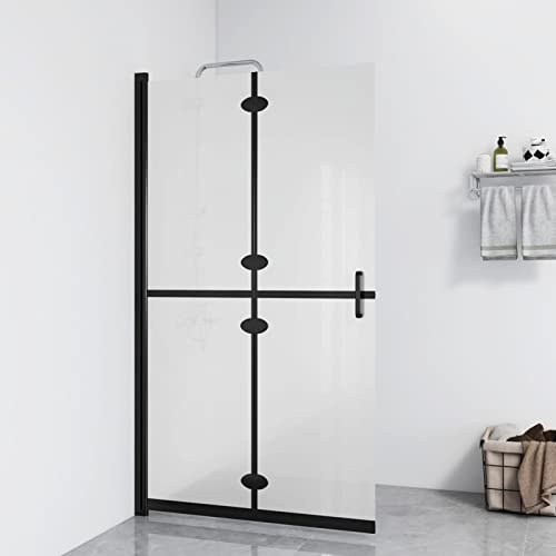 Tidyard Paroi de douche en verre ESG dépoli avec 4 panneaux fixes Transparent et noir 70 x 190 cm