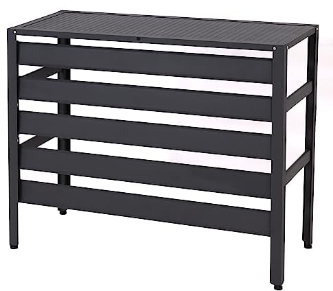 Mendler Alu Verkleidung für Klimaanlage/Wärmepumpe HWC-K59, Abdeckung Schutzgitter Pflanzenregal, Metall 73x90x38cm - grau