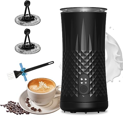 VRORFUN Montalatte elettrico 4 in 1 con vapore, montalatte automatico e scaldalatte riscaldatore, per latte caldo e freddo, per caffè, latte, cappuccino, funzionamento silenzioso (nero)