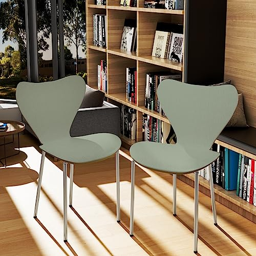 PIPIPOXER Juego de 2 sillas de Comedor, sillas de Comedor, sillas de Cocina, sillas de salón con Respaldo de Polipropileno y Patas de Placa eléctrica,Verde Claro