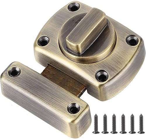 Litensh Bathroom Toilet Door Latch Rotate Bolt Gate Latch Stainless Steel Door Lock Brushed Safety Cabinet Slide Lock Latch Green Bronze, 55MM