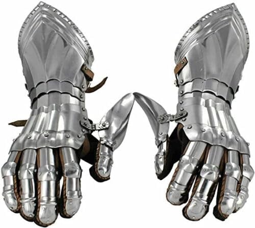 Mittelalterliche Rüstung Stulpen Historische Nazgul Arm Handschuhe Ritter Larp Krieger Stulpen Italienische Kreuzritter Arm Handschuhe Rollenspiel Kostüm, silber, One size