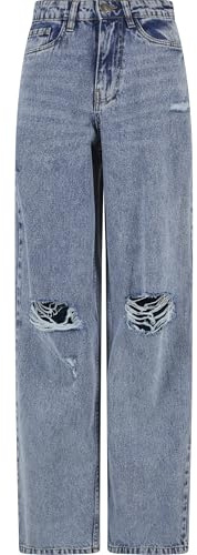 Urban Classics Ladies Distressed 90's Wide Leg Denim Pants Frauen Jeans blau W29L32