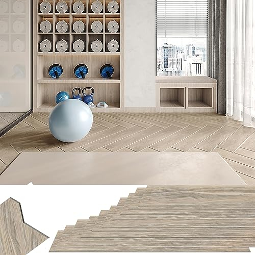 XMTECH PVC Bodenbelag Selbstklebend Vinylboden, Holz-Effekt Bodenaufkleber Wasserdicht, für Küche Wohnzimmer Badezimmer Garage, 91,44 x 15,24 cm, Dicke 2 mm, 18 stück-2.5m², Hellgrau