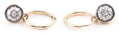 KnSam Äkta smycke örhängen kreol 18K/14K/9K, kreolska örhängen kvinnor med Moissanit 1-2ct Au750 guld örhängen jugendstil äkta smycken, Gult guld, Moissanit