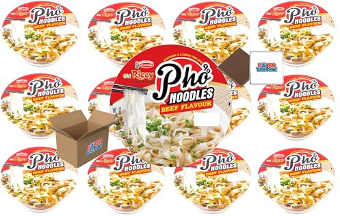 Oh Ricey Pho Noodles Beef Flavour (12 x 71g) Authentic Vietnamese Pho Noodles Boxed Treatz
