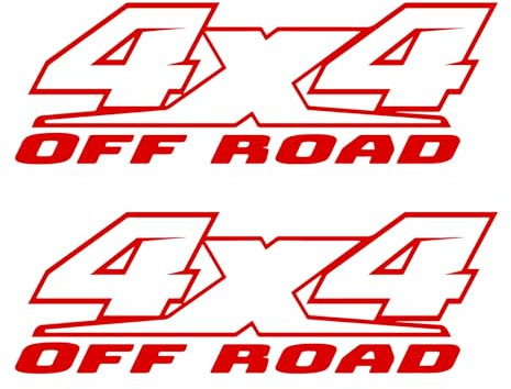 Confezione da 2 adesivi 4 x 4 Off Road per fuoristrada auto camion Sport Tuning realizzati in vinile polimerico esterno resistente al calore e al freddo. (ROSSO)