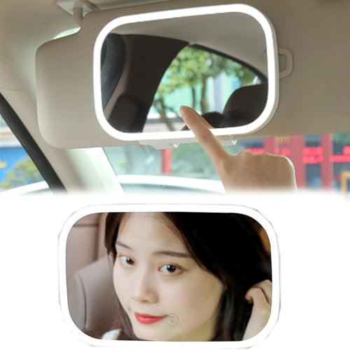 Auto Kosmetikspiegel, Sonnenblende Spiegel Schminkspiegel mit Beleuchtung Wiederaufladbarer Auto Visier Schminkspiegel mit 3 Lichtmodi für Meist Auto 20x14cm