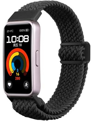 SMYAOSI Cinturino Compatibili con Huawei Band 9/ Huawei Band 8 Smart Watch, Cinturino in Elastici Nylon Solo Loop Magnetico Cinturinio per Huawei Band 9/ Huawei Band 8 (Nero)